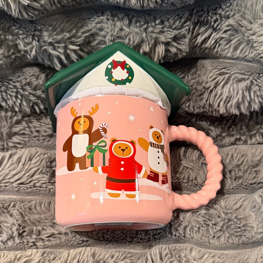 Starbucks Pink Holiday Mug with Bear Design